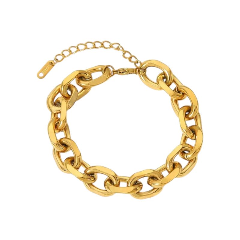 Ατσάλινη αλυσίδα χεριού επιχρυσωμένη (B1621) - charmy.gr