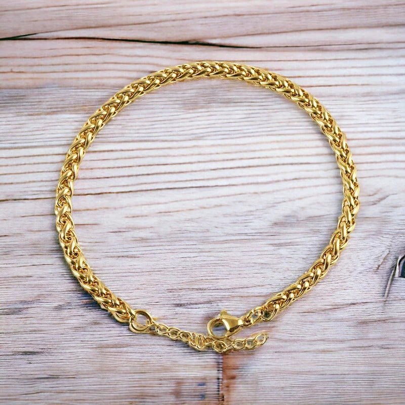 Ατσάλινη αλυσίδα χεριού επιχρυσωμένη πάχος 5 χιλιοστά (B1348) - charmy.gr