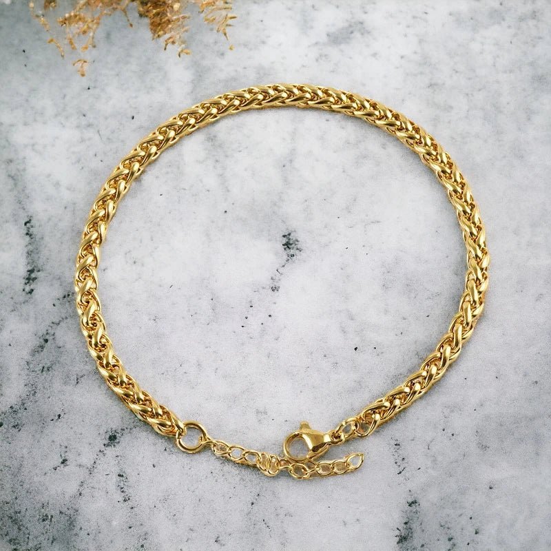 Ατσάλινη αλυσίδα χεριού επιχρυσωμένη πάχος 5 χιλιοστά (B1348) - charmy.gr