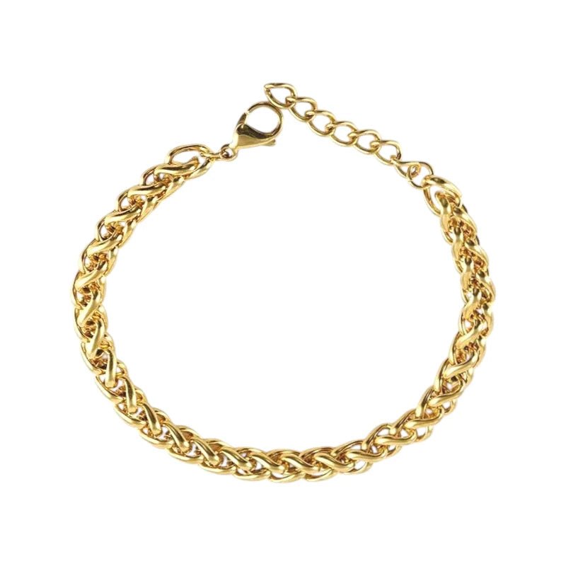 Ατσάλινη αλυσίδα χεριού επιχρυσωμένη πάχος 6 χιλιοστά (B1344) - charmy.gr