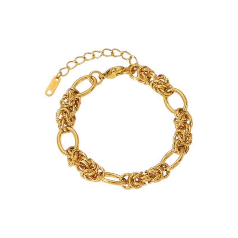 Ατσάλινη αλυσίδα χεριού επιχρυσωμένη πλεκτή (B1619) - charmy.gr