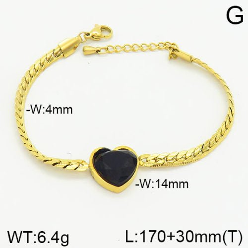 Ατσάλινη αλυσίδα χεριού με καρδιά 18k (B3041) - charmy.gr