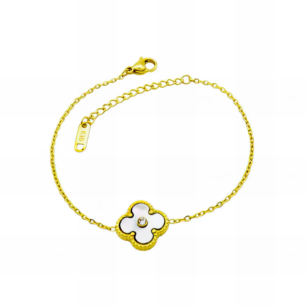 Ατσάλινη αλυσίδα χεριού με τετράφυλλο τριφύλλι (B3103) - charmy.gr