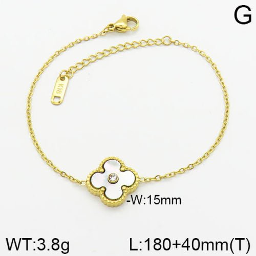 Ατσάλινη αλυσίδα χεριού με τετράφυλλο τριφύλλι (B3103) - charmy.gr