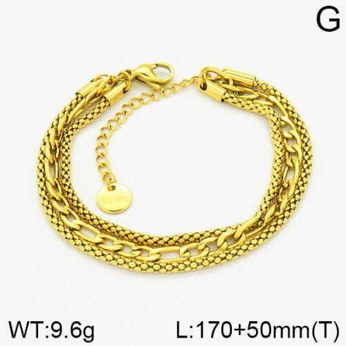 Ατσάλινη αλυσίδα χεριού τριπλή επιχρυσωμένη 18k (B3105) - charmy.gr