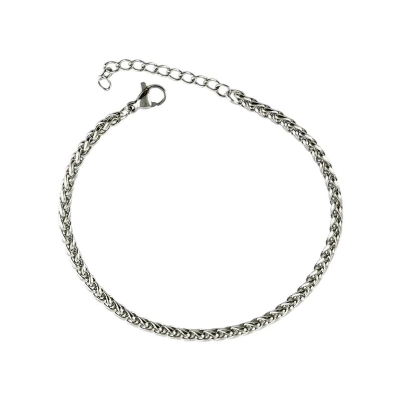 Ατσάλινη αλυσίδα χεριού χρώμα ασημί πάχος 3 χιλιοστά (B1342) - charmy.gr