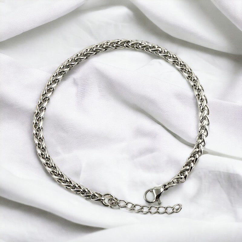 Ατσάλινη αλυσίδα χεριού χρώμα ασημί πάχος 4 χιλιοστά (B1350) - charmy.gr
