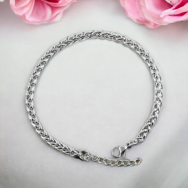 Ατσάλινη αλυσίδα χεριού χρώμα ασημί πάχος 4 χιλιοστά (B1350) - charmy.gr