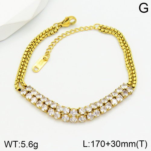 Ατσάλινη διπλή αλυσίδα χεριού ριβιέρα 18k (B3039) - charmy.gr