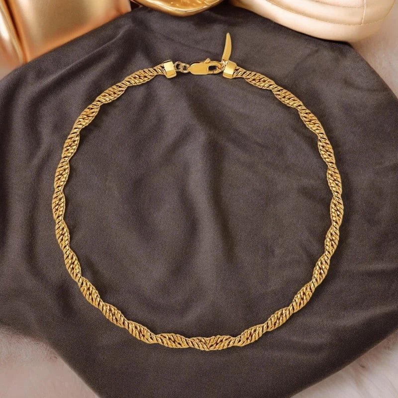 Ατσάλινη χοντρή αλυσίδα στριφογυριστή 18k (N1719) - charmy.gr