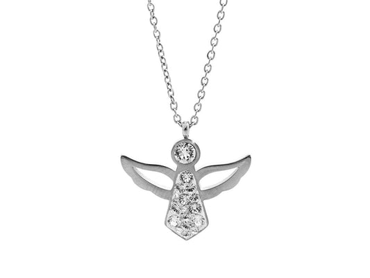Ατσάλινο αγγελάκι με κρύσταλλα Swarovski (J1034) - charmy.gr