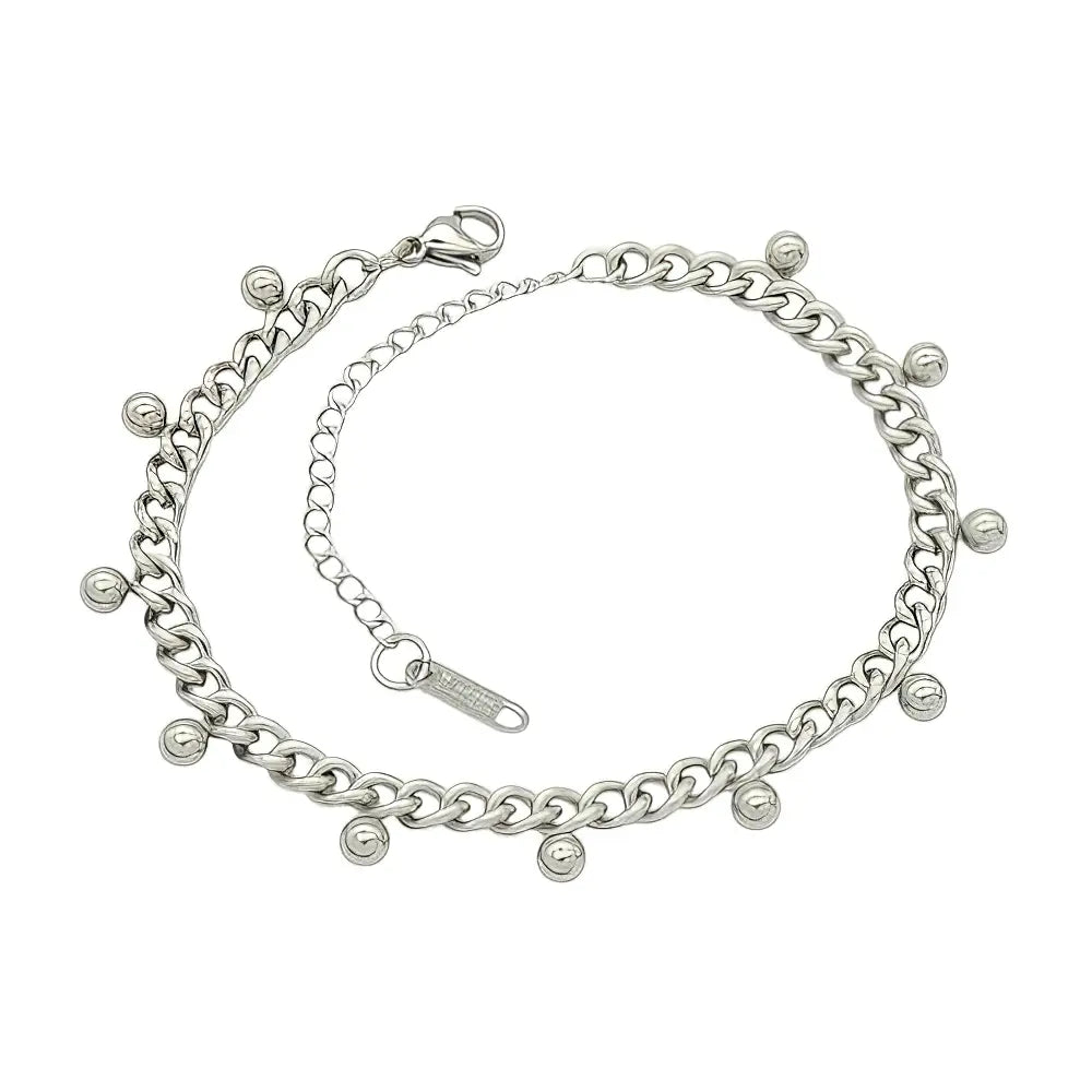 Ατσάλινο Βραχιόλι Αλυσίδα με Κρεμαστές Χάντρες (B3414) - charmy.gr