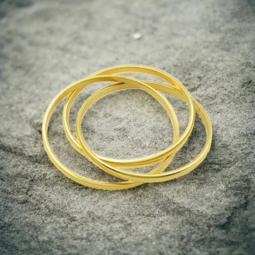 Ατσάλινο βραχιόλι βέργα επιχρυσωμένη τριπλή (B3328) - charmy.gr