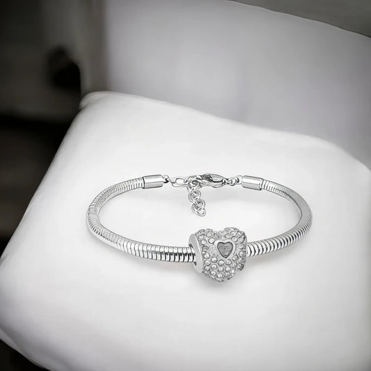 Ατσάλινο βραχιόλι με charm (B3277) - charmy.gr