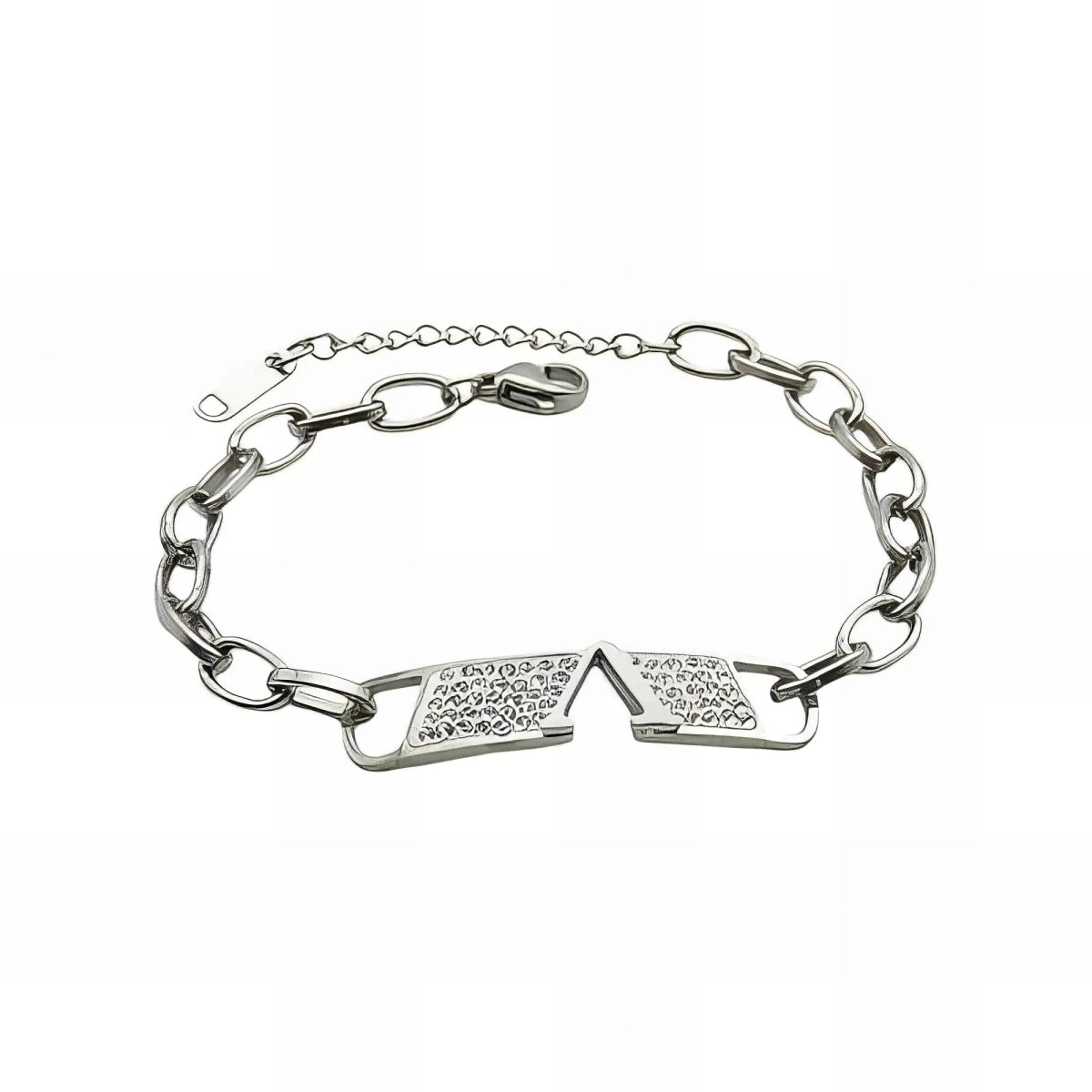 Ατσάλινο βραχιόλι με εντυπωσιακό κεντρικό κρίκο με ζιργκόν (B3198) - charmy.gr