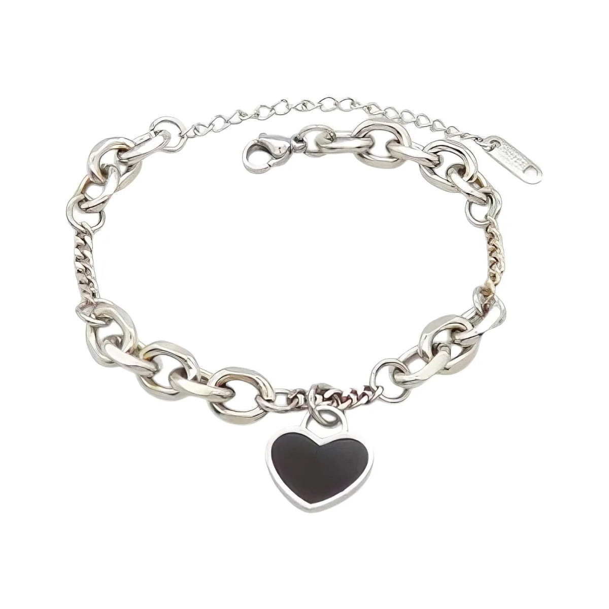 Ατσάλινο Βραχιόλι με Καρδιά Ασημί (Β3368) - charmy.gr
