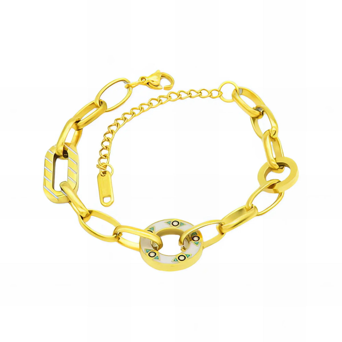 Ατσάλινο βραχιόλι με κυκλικό στοιχείο 18k (B3099) - charmy.gr