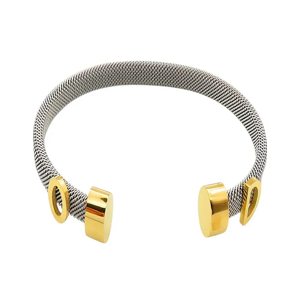 Ατσάλινο Βραχιόλι Mesh με Χρυσές Λεπτομέρειες (B3333) - charmy.gr