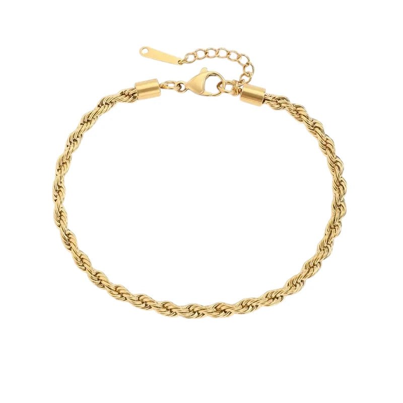 Ατσάλινο βραχιόλι ποδιού επιχρυσωμένο 14k(A1003) - charmy.gr