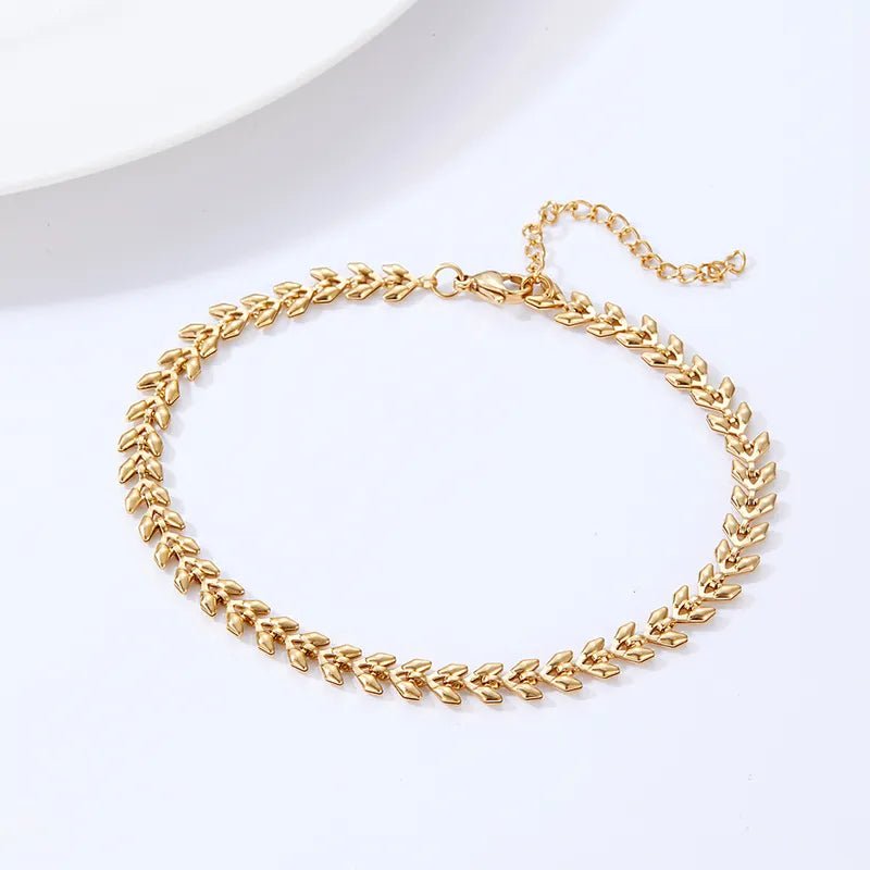 Ατσάλινο βραχιόλι ποδιού επιχρυσωμένο 18k (A1008) - charmy.gr