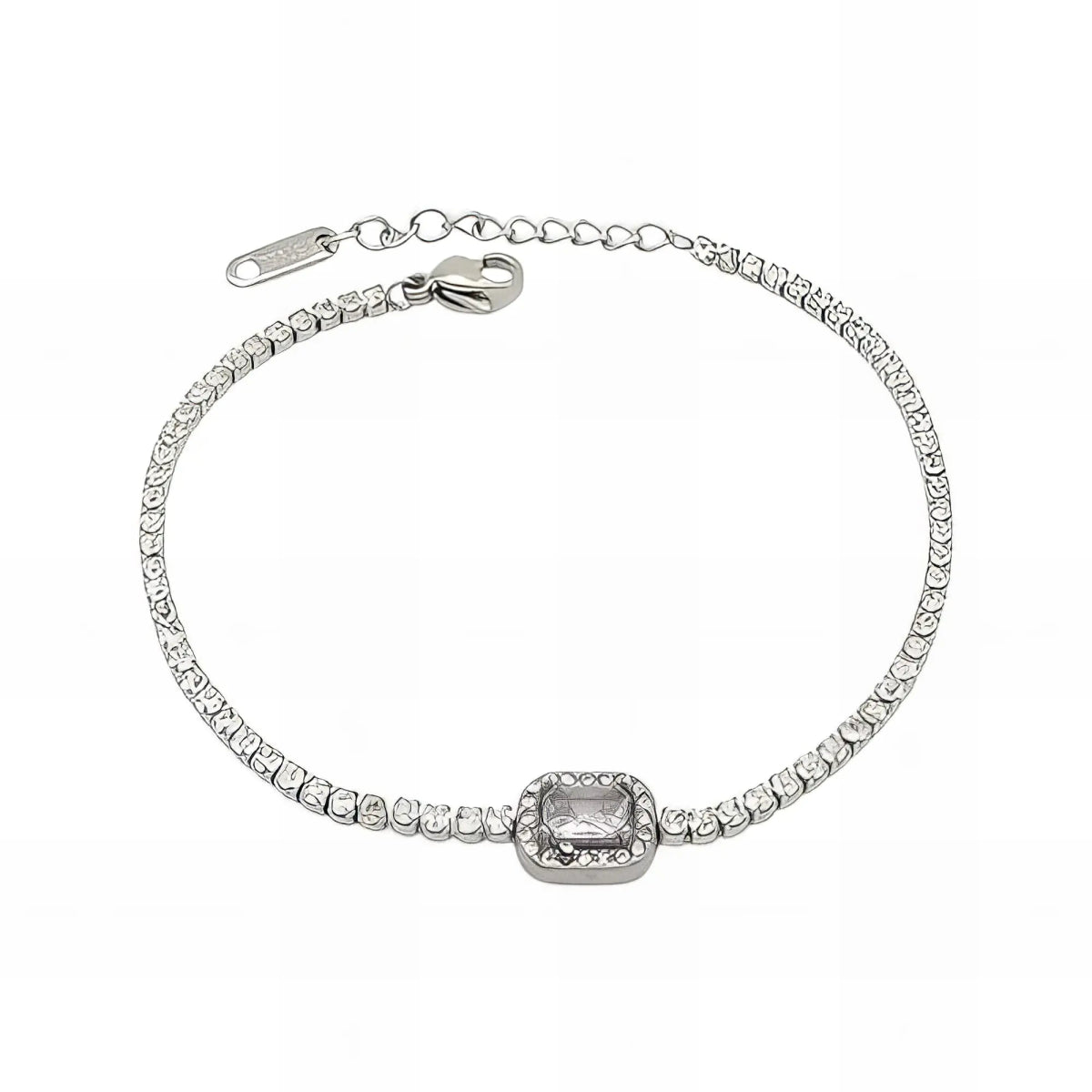 Ατσάλινο βραχιόλι ριβιέρα με διαφανή πέτρα ζιργκόν (B3059) - charmy.gr