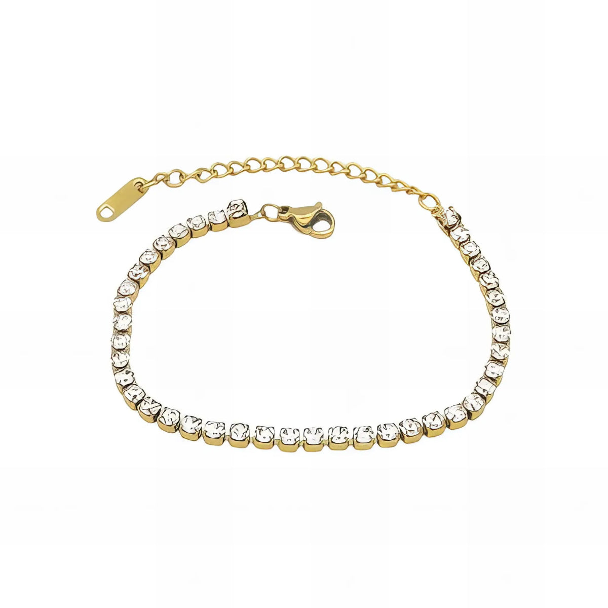 Ατσάλινο βραχιόλι ριβιέρα με διαφανή ζιργκόν (B3188) - charmy.gr