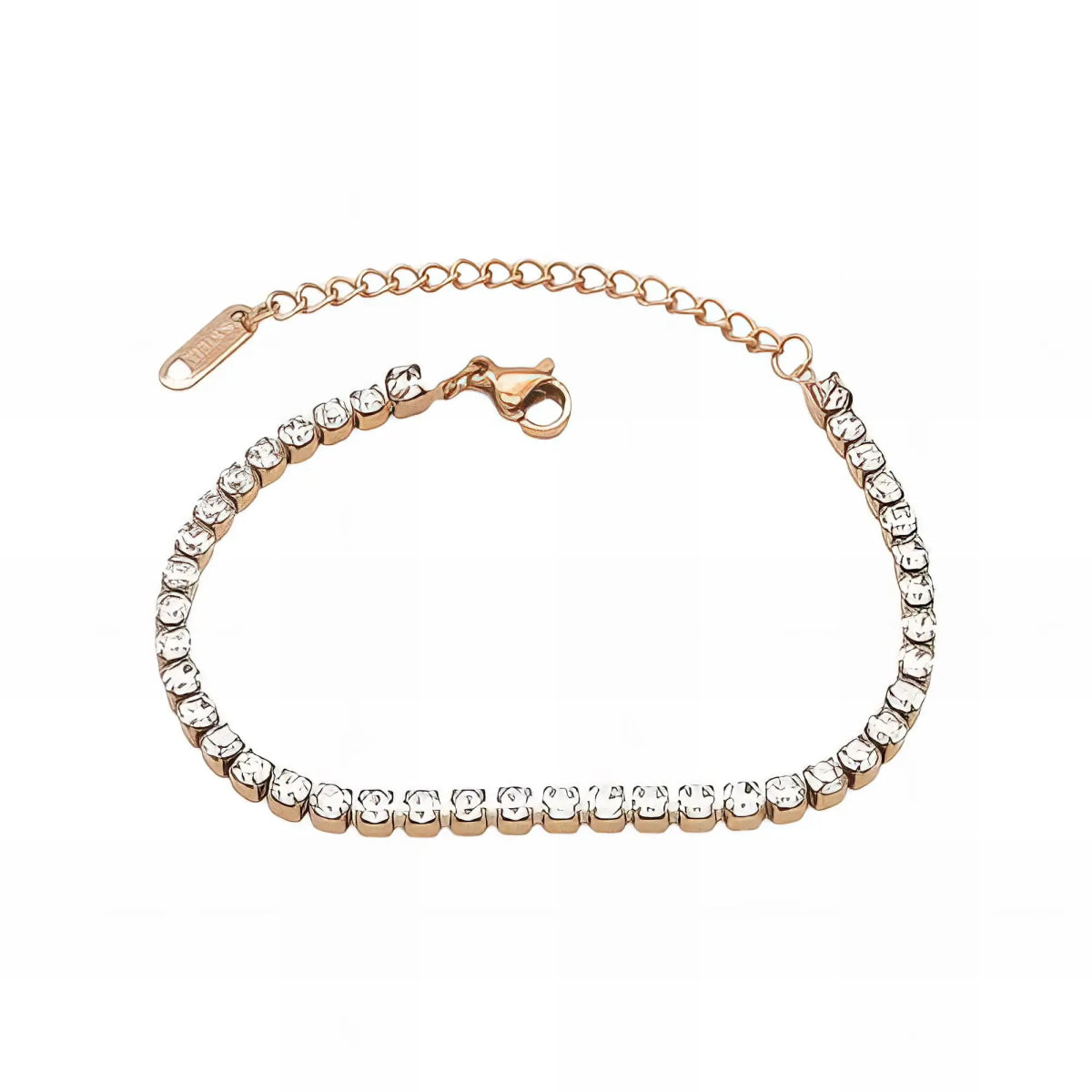 Ατσάλινο βραχιόλι ριβιέρα με διαφανή ζιργκόν (B3189) - charmy.gr