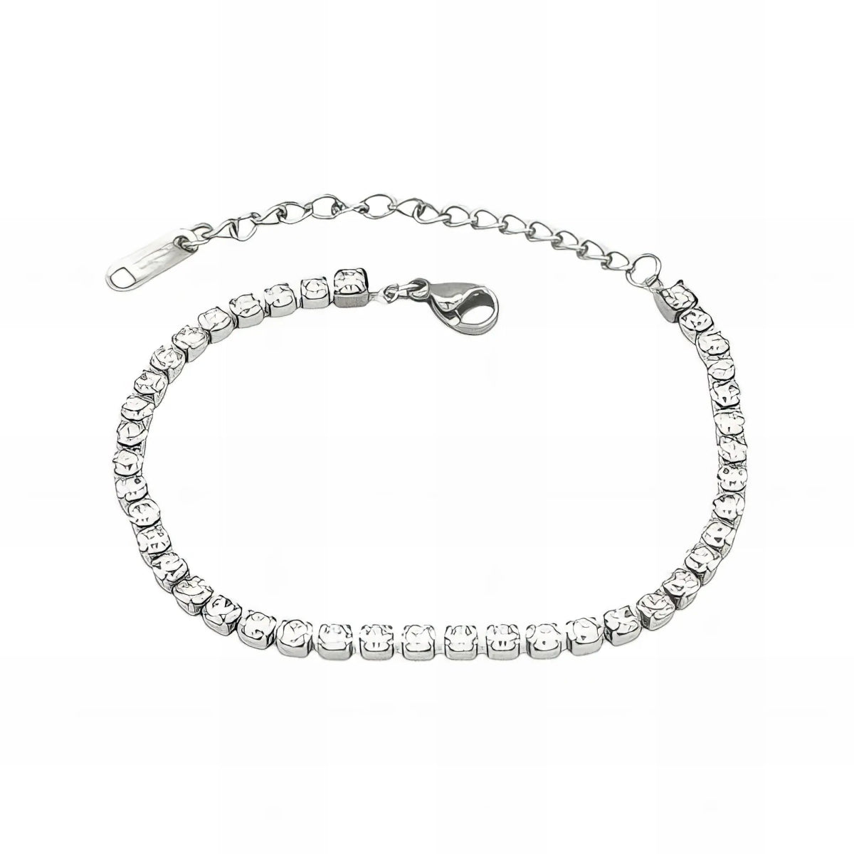 Ατσάλινο βραχιόλι ριβιέρα με διαφανή ζιργκόν (B3190) - charmy.gr