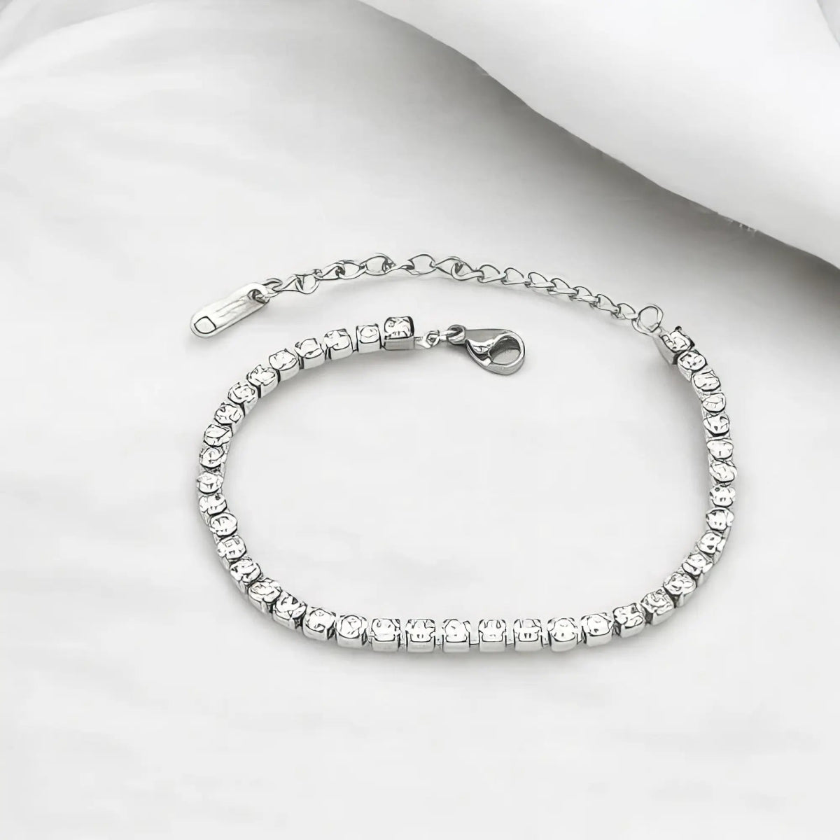 Ατσάλινο βραχιόλι ριβιέρα με διαφανή ζιργκόν (B3190) - charmy.gr