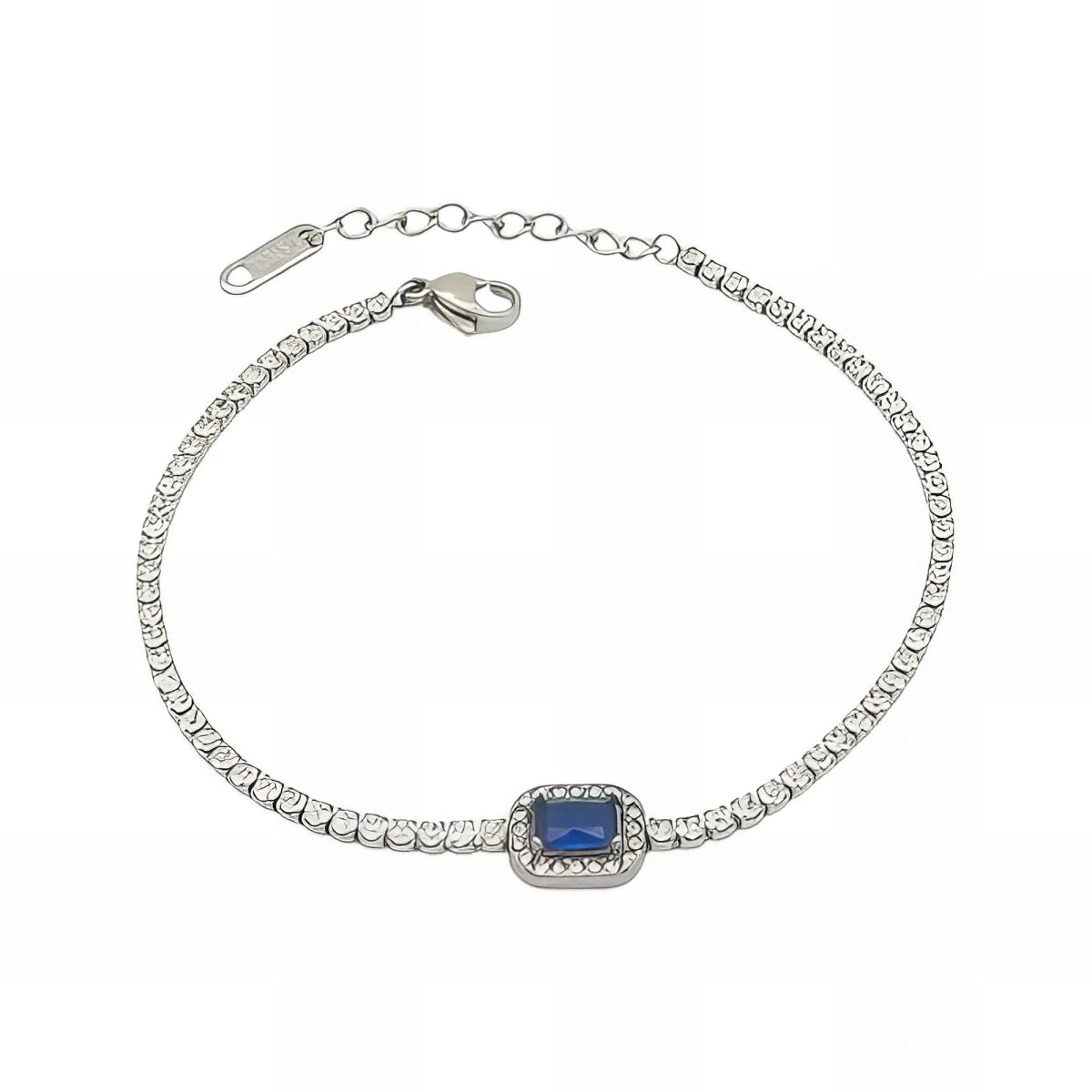 Ατσάλινο βραχιόλι ριβιέρα με μπλε πέτρα ζιργκόν (B3061) - charmy.gr