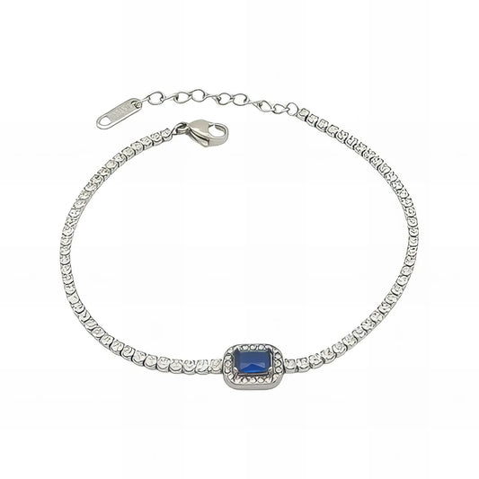 Ατσάλινο βραχιόλι ριβιέρα με μπλε πέτρα ζιργκόν (B3061) - charmy.gr