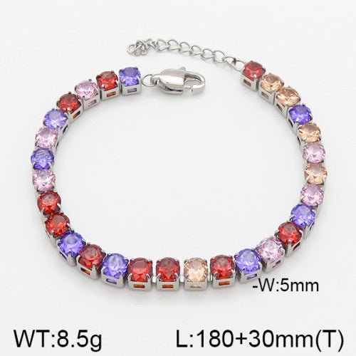 Ατσάλινο βραχιόλι ριβιέρα πολύχρωμα ζιργκόν (B3113) - charmy.gr