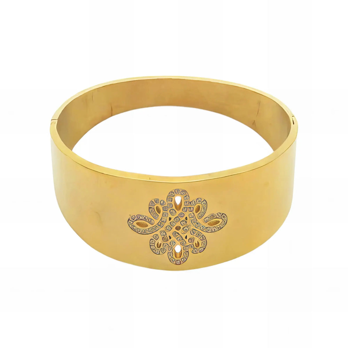 Ατσάλινο βραχιόλι χειροπέδα επιχρυσωμένη 18k (B3319) - charmy.gr