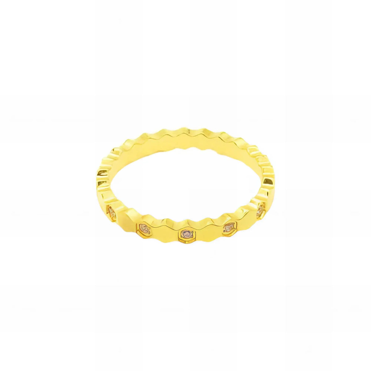 Ατσάλινο δαχτυλίδι βεράκι επιχρυσωμένο με ζιργκόν (R3023) - charmy.gr