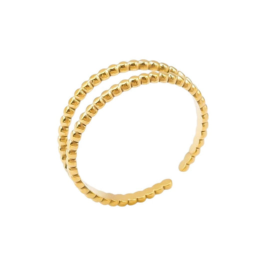Ατσάλινο δαχτυλίδι διπλό επιχρυσωμένο 18k (R1354) - charmy.gr