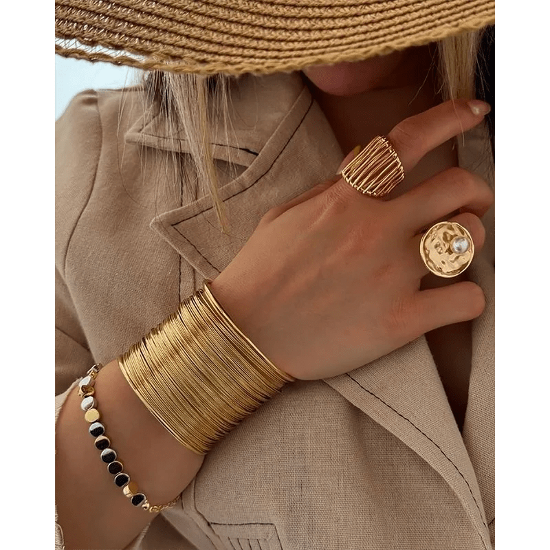 Ατσάλινο δαχτυλίδι επιχρυσωμένο με πέρλα (R1445) - charmy.gr