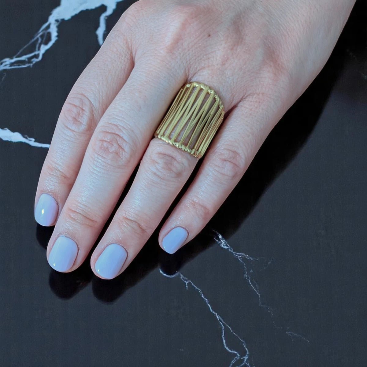 Ατσάλινο δαχτυλίδι επιχρυσωμένο (R1439) - charmy.gr