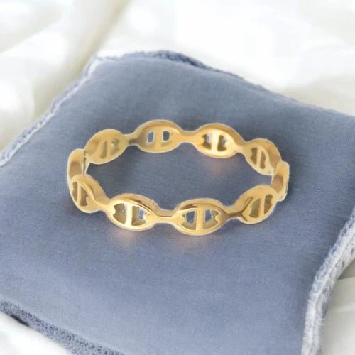 Ατσάλινο δαχτυλίδι με γεωμετρικό σχέδιο (R3097) - charmy.gr