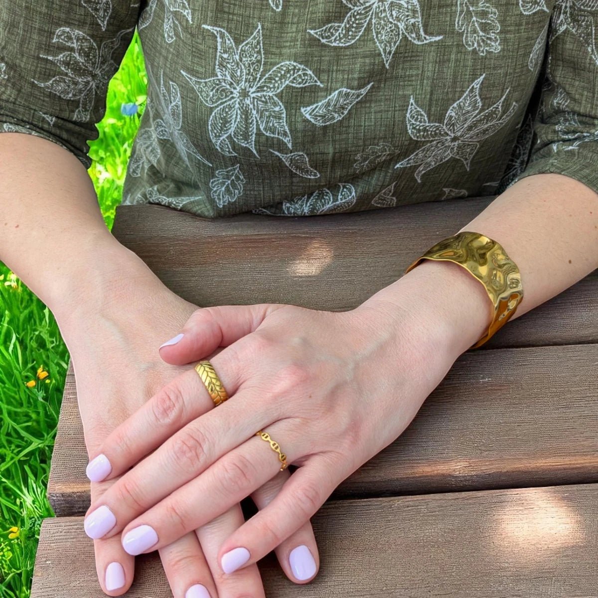 Ατσάλινο δαχτυλίδι με γεωμετρικό σχέδιο (R3097) - charmy.gr