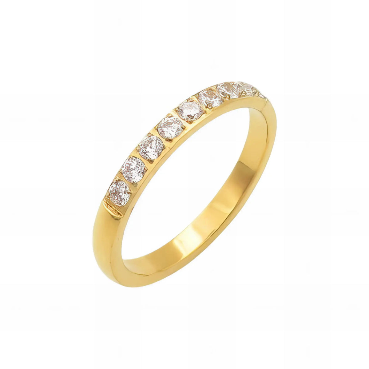 Ατσάλινο δαχτυλίδι με ζιργκόν επιχρυσωμένο (R3071) - charmy.gr