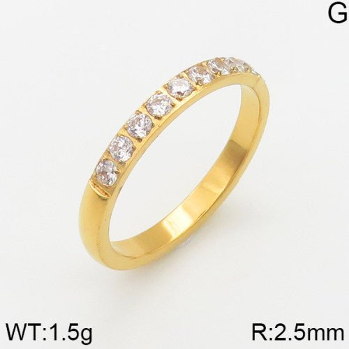 Ατσάλινο δαχτυλίδι με ζιργκόν επιχρυσωμένο (R3071) - charmy.gr