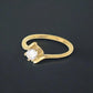 Ατσάλινο δαχτυλίδι μονόπετρο επιχρυσωμένο (R3102) - charmy.gr