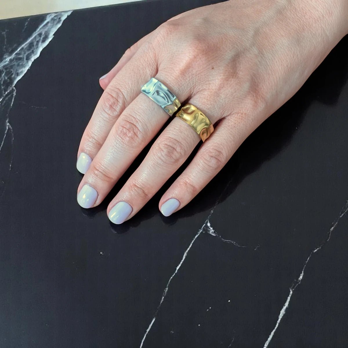 Ατσάλινο δαχτυλίδι σφυρήλατο χρώμα ασημί one size (R1336 - 1) - charmy.gr