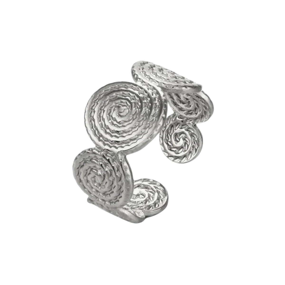 Ατσάλινο δαχτυλίδι σχέδιο σπείρα χρώμα ασημί (R1393) - charmy.gr