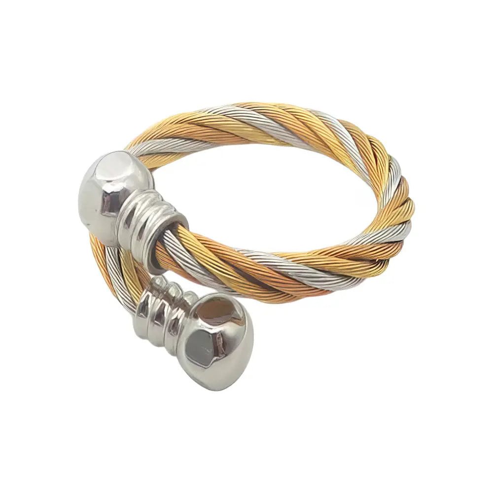 Ατσάλινο Δαχτυλίδι Τριχρωμίας – Ασημί, Χρυσό & Ροζ Χρυσό (R3141) - charmy.gr