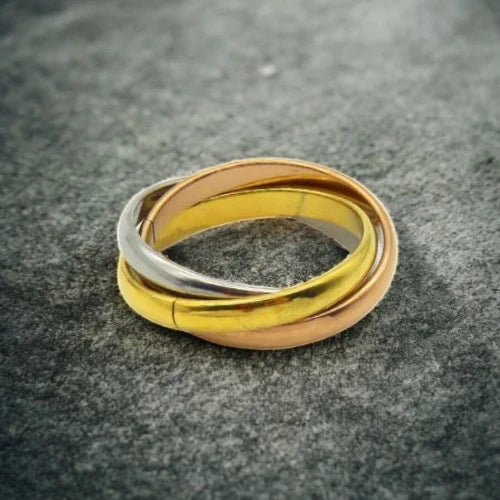 Ατσάλινο δαχτυλίδι τρίχρωμο (R3118) - charmy.gr