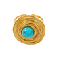 Ατσάλινο δαχτυλίδι vintage με πέτρα τυρκουάζ 18k (R1391) - charmy.gr