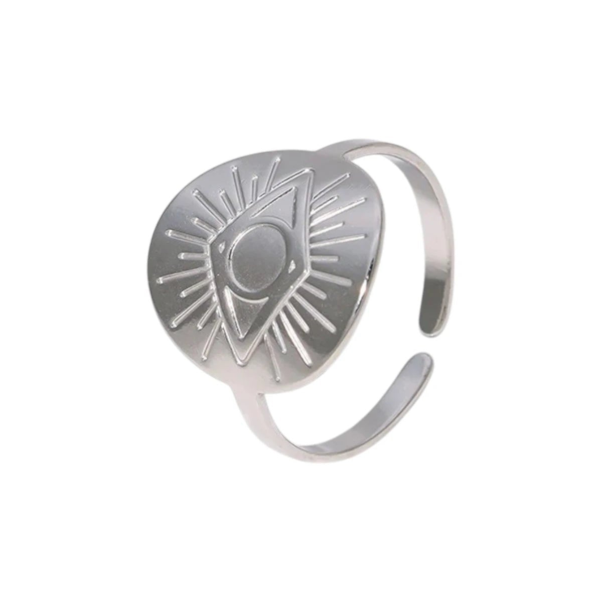 Ατσάλινο δαχτυλίδι χρώμα ασημί ματάκι (R1444) - charmy.gr