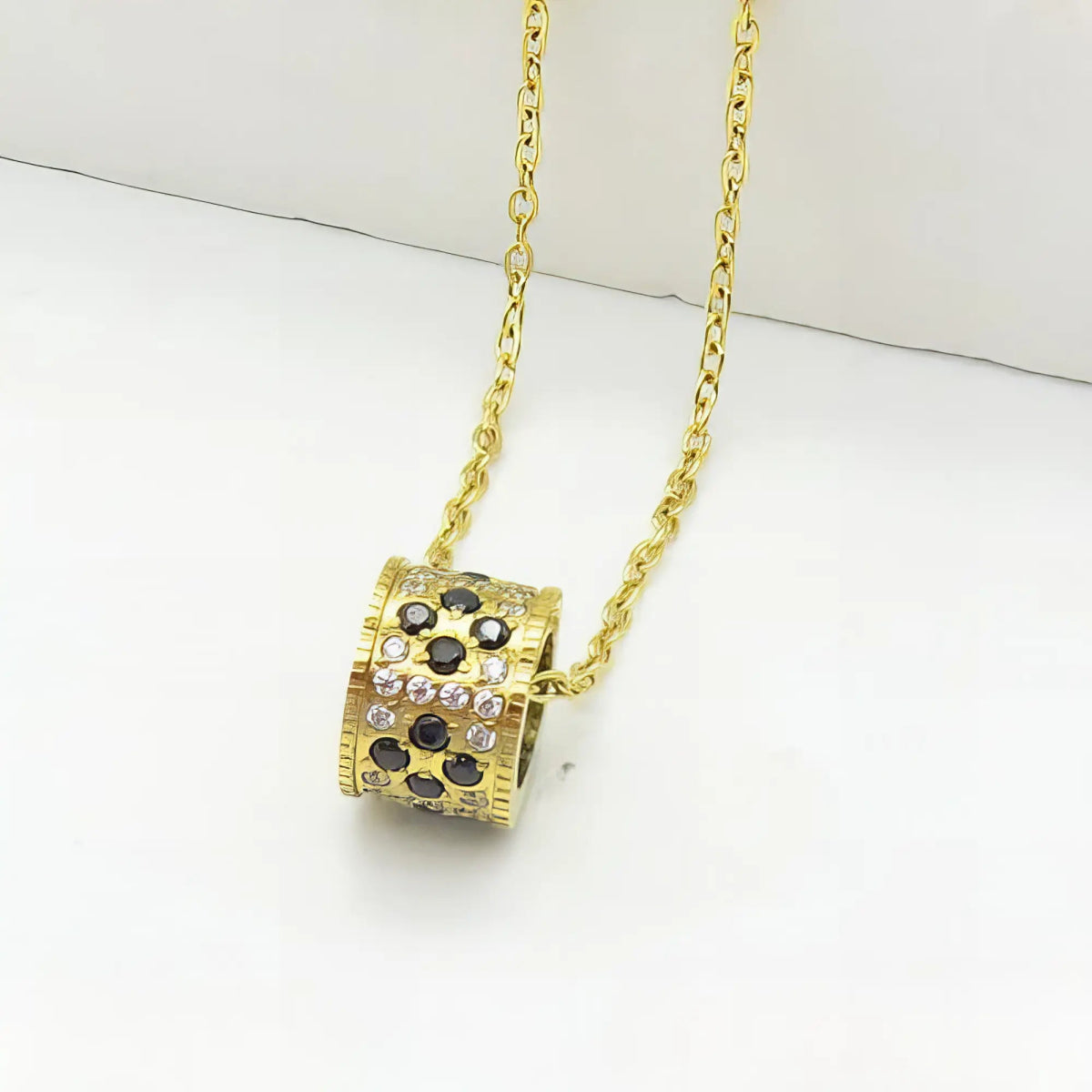 Ατσάλινο κολιέ βαρελάκι με ζιργκόν (N3045) - charmy.gr