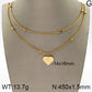 Ατσάλινο κολιέ διπλό με καρδιά 18k (N3012) - charmy.gr
